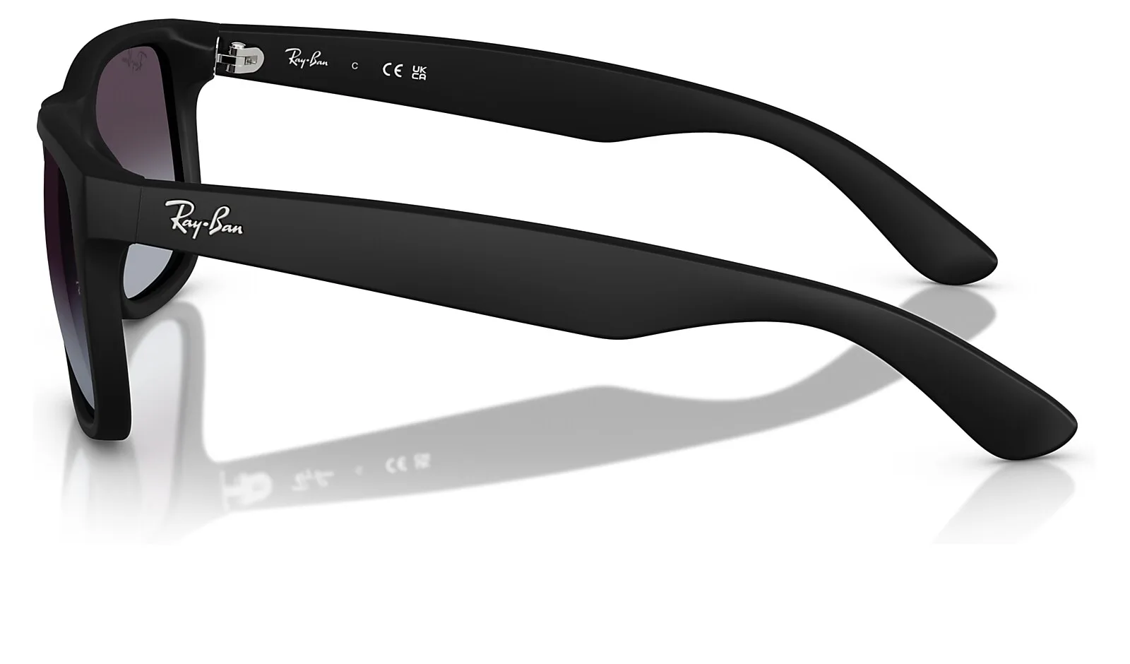 Ray-Ban Justin RB4165 negro mate con lente gris degradé, de costado